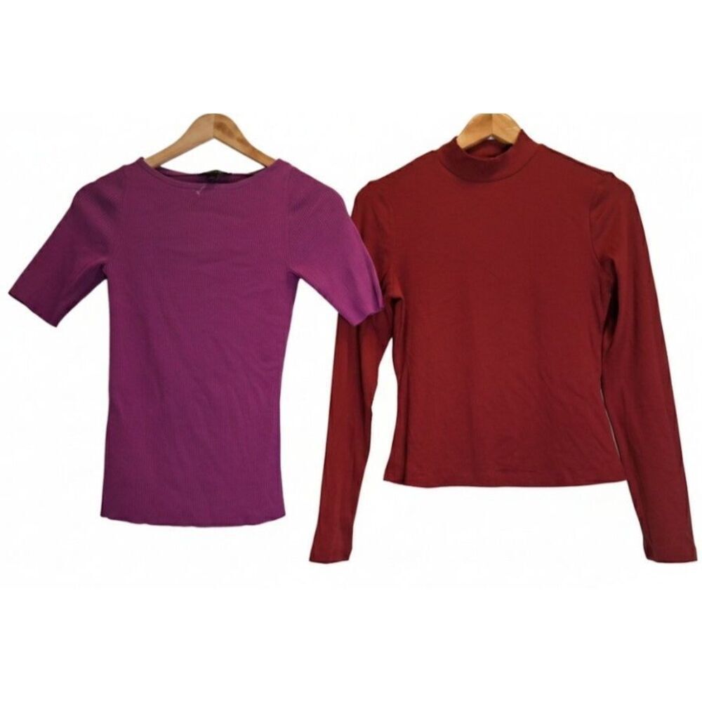 ann Taylor small magenta purple top pretty garden longsleeve red lotus of 2